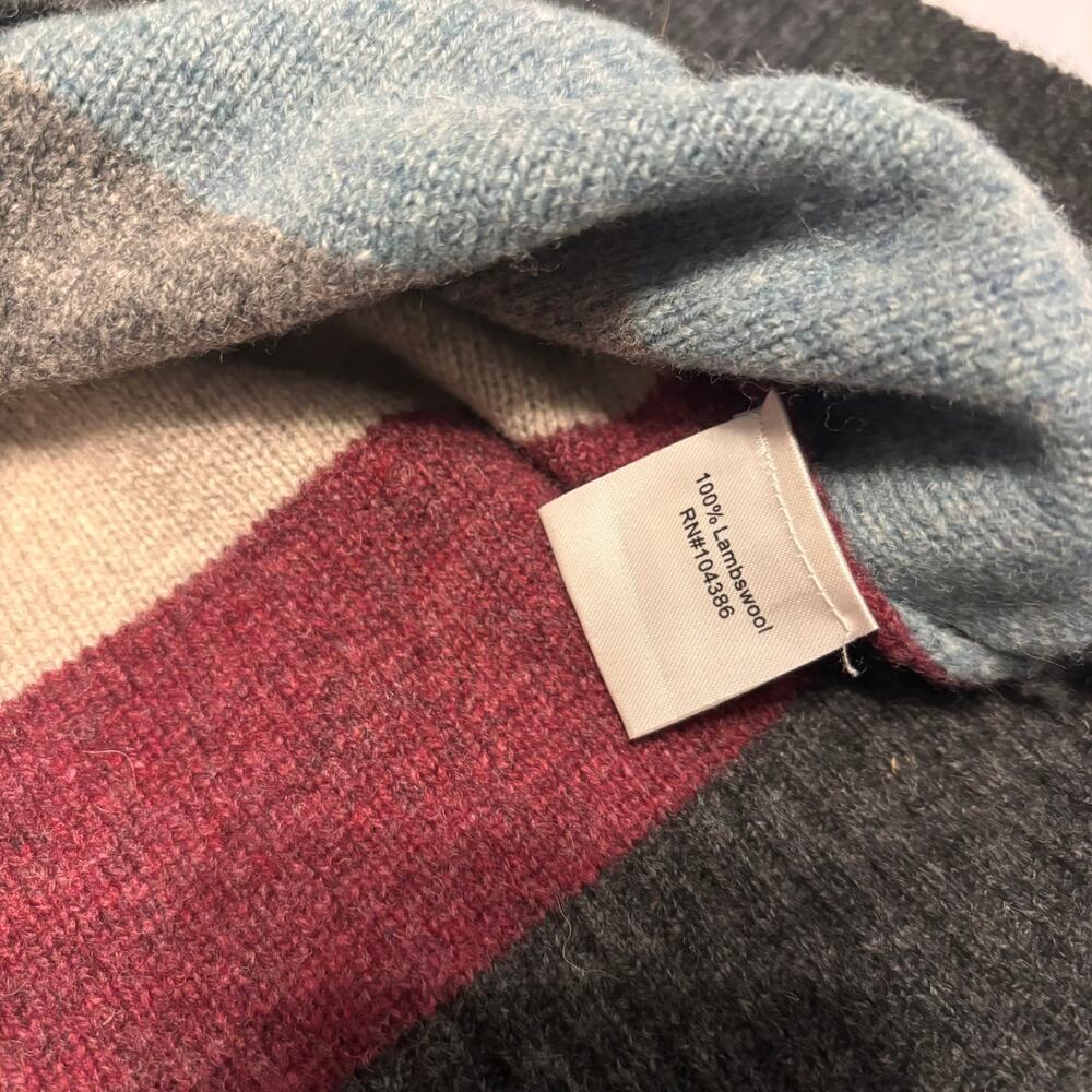 Garnet Hill Lambswool Cardigan Striped Multicolor Button Front S - Picture 6 of 6